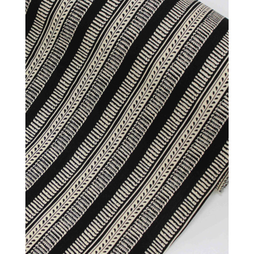 Tecido Viscose Texturizado Listras Estampadas Creme e Preto