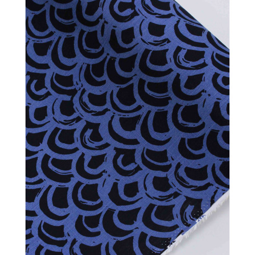 Tecido Viscose Texturizada Arcos Tons de Azul