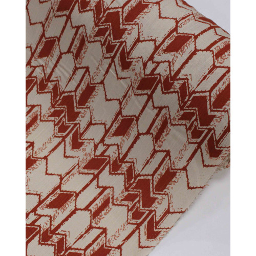 Tecido Viscose Texturizada Chevron Irregular Telha e Bege