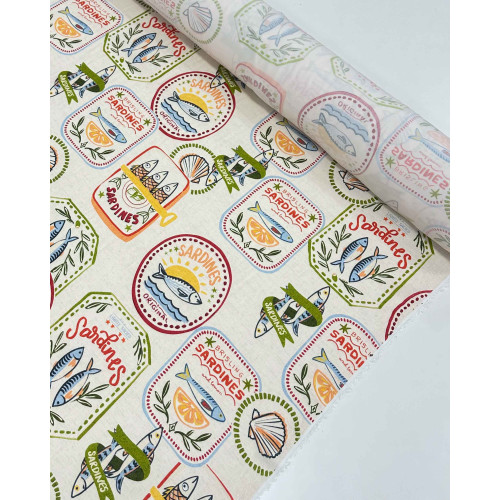 Tecido Viscose Premium Sardine Multi Estampa Colorido e Cru (0.7m)