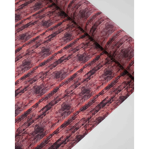 Tecido Tactel Fino Listras e Riscos Abstratos Salmão e Roxo