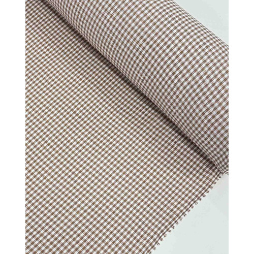 Tecido Crepe de Alfaiataria Qaudriculado Branco e Caramelo