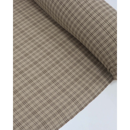 Tecido Crepe de Alfaiataria Quadriculado Marrom e Bege