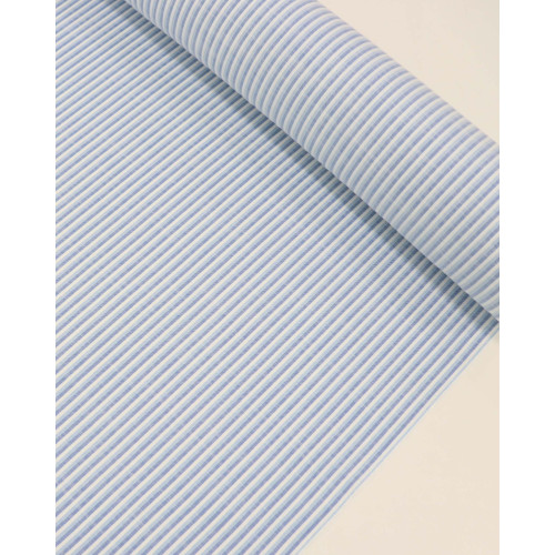 Tecido Tricoline Verano Flamê Listrado Branco e Tons de Azul