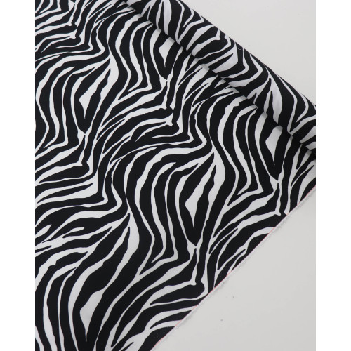 Tecido Tricoline Italiano Animal Print Branco e Preto