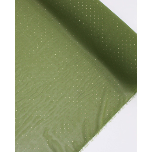 Tecido Crepe Chiffon Micro Poá Metalizado Dourado e Verde Oliva