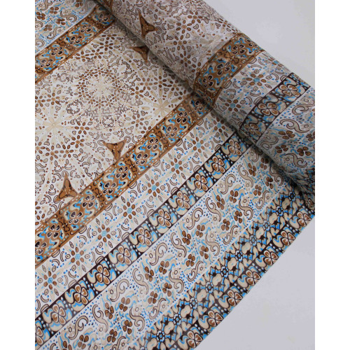 Tecido Crepe Chiffon Brocado Multi Listras Estampadas Tons Terrosos