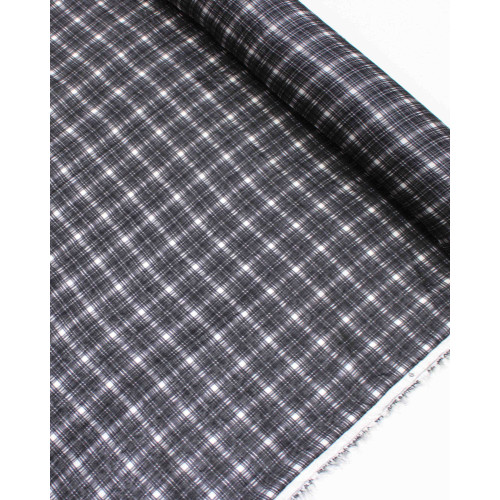 Tecido Crepe Texturizado Multi Quadriculado Preto e Branco