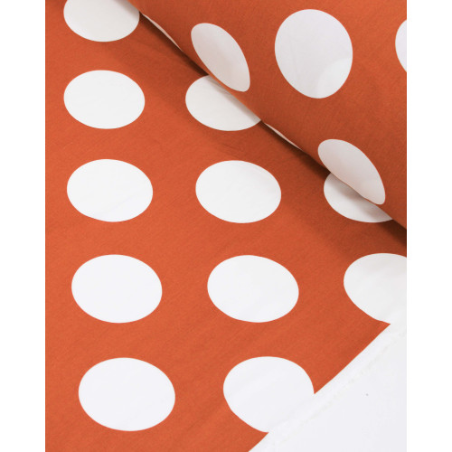 Tecido Viscose Macro Poá Branco e Ferrugem