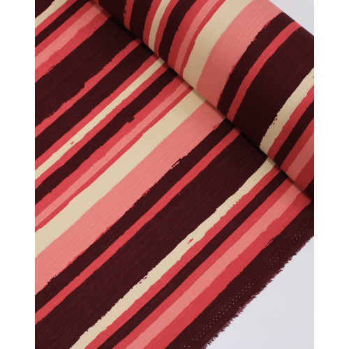 Tecido Viscose Texturizado Creme e Tons de Rosa