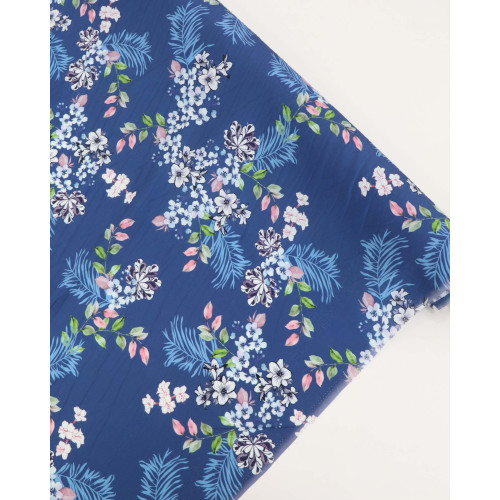 Tecido Viscose Buque Floral Tons de Azul