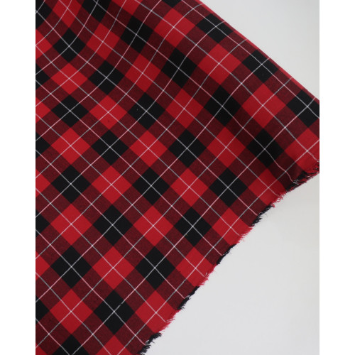 Tecido Flanela Mista Xadrez Branco, Preto e Vermelho