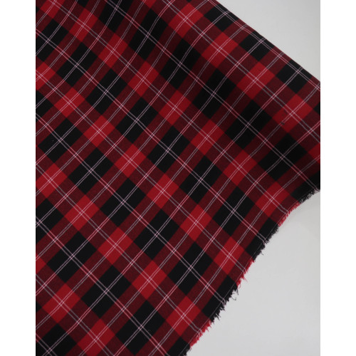 Tecido Flanela Mista Xadrez Duplo Branco, Vermelho e Preto