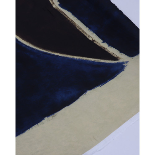 Teicod Viscose Acetinada Italiano Macro Estampa Abstrata Azul, Marrom e Bege