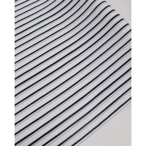 Tecido Crepe de Viscose Italiano Listras Duplas Tons de Azul e Branco