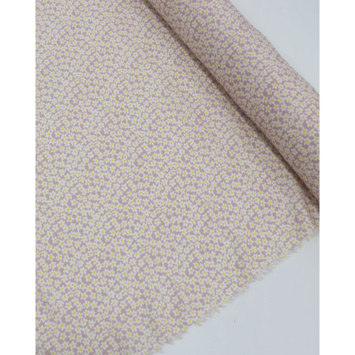 Tecido Viscose Sarjada Italiano Micro Margaridas Amarelo, Branco e Rosé