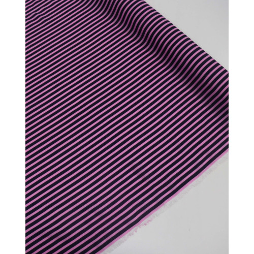 Tecido Crepe Chiffon Italiano Listrado Azul Marinho e Rosa