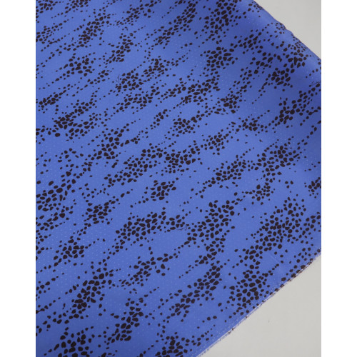 Tecido Viscose Acetinada Italiano Brocado Animal Print Azul