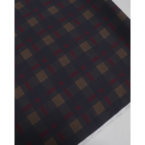 Tecido Crepe de Viscose Italiano Multi Quadriculado Vermelho, Amarelo e Cinza
