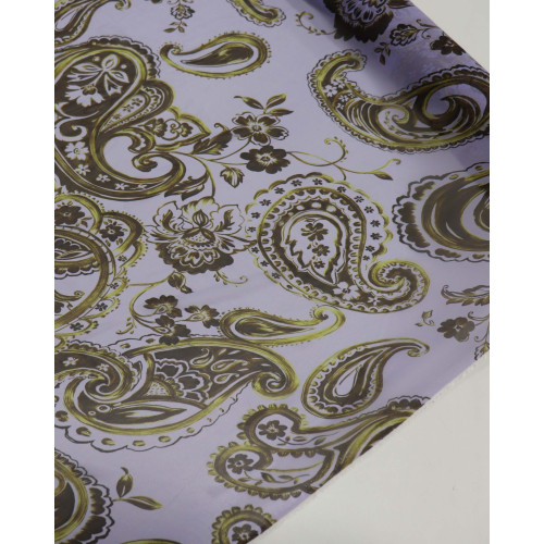 Tecido Crepe Chiffon Italiano Macro Cashmere Floral Verde e Lilás