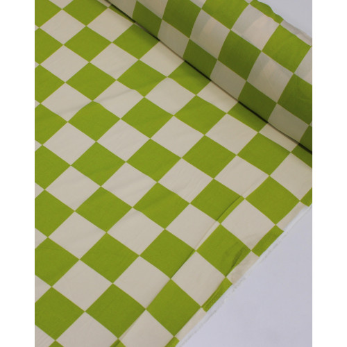 Tecido Viscose Macro Xadrez Creme e Verde Oliva