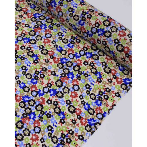 Tecido Viscose Mista com Poliamida Campo Floral Colorido