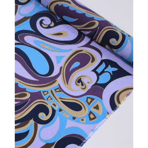 Tecido Viscose Mista com Poliamida Grosso Macro Cashmere Tons Frios e Lilás