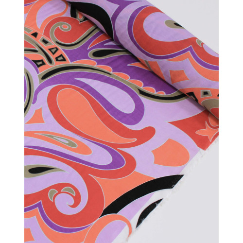 Tecido Viscose Mista com Poliamida Grosso Macro Cashmere Tons Quentes e Lilás