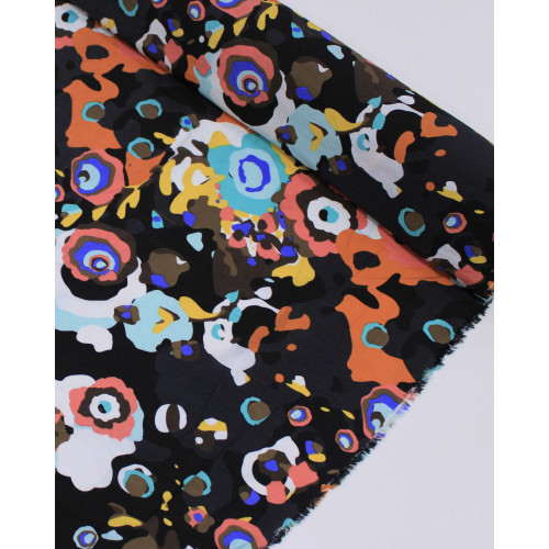 Tecido Viscose Mista com Poliamida Grosso Estampa Abstrata Colorido