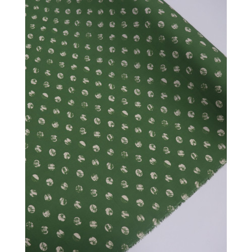 Tecido Viscose Poá Estampado Offwhite e Verde