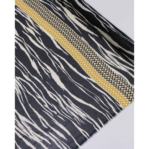 Tecido Crepe Chiffon Italiano Macro Animal Print em Listras Verticais