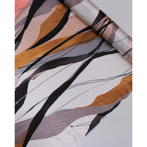 Tecido Crepe Silk Italiano Listras Onduladas Coloridas