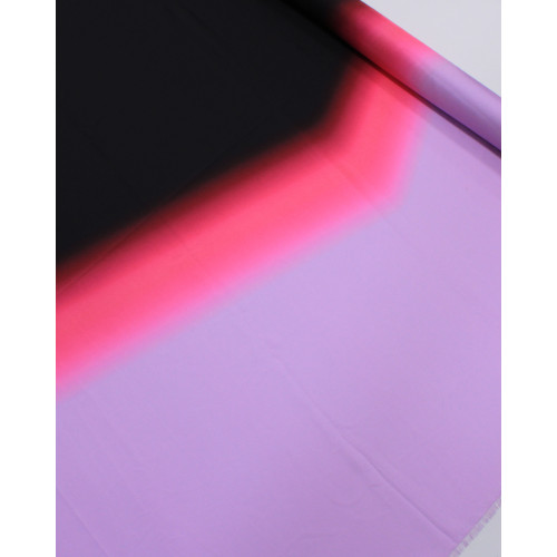 Tecido Crepe Silk Italiano Degradê Irregular Lilás e Preto