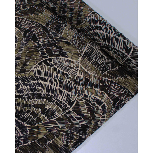 Tecido Crepe Koshibo Grosso Italiano Estampa Abstrata em Riscos Tons Terrosos e Creme