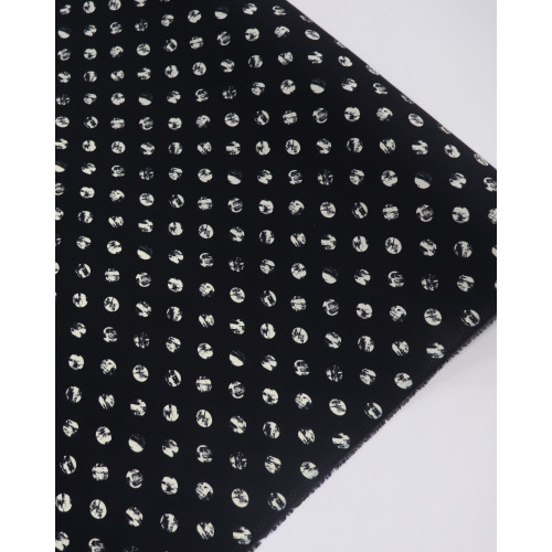 Tecido Viscose Poá Estampado Offwhite e Preto