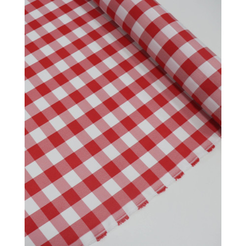 Tecido Oxford Quadriculado Branco e Vermelho