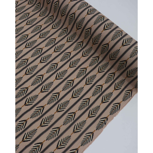 Tecido Viscose Texturizada Listrado Étnico Preto e Nude