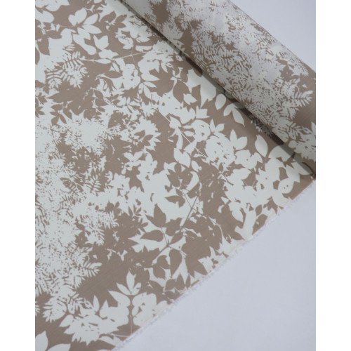 Tecido Viscose Texturizada Folhagens Abstratas Creme e Nude