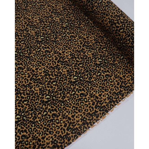 Tecido Viscose Texturizada Animal Print Clássico Argila