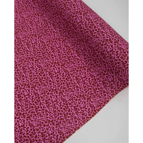 Tecido Viscose Texturizada Animal Print Marrom e Rosa