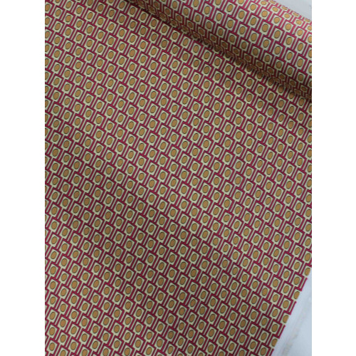 Tecido Crepe Silk Italiano Micro Geométrico Rosa e Bege