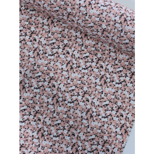 Tecido Tricoline Italiano Micro Floral Rosé e Branco
