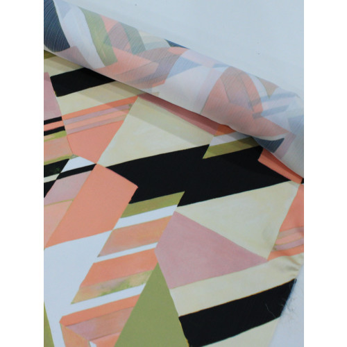 Tecido Crepe Chiffon Italiano Geométrico Salmão