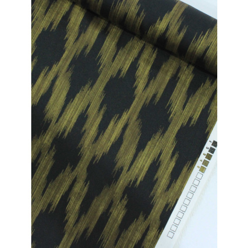 Tecido Crepe Italiano Chevron Desfocado Verde e Preto