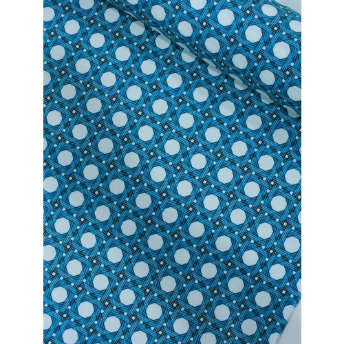 Tecido Tricoline Italiano Fibras Azul e Branco
