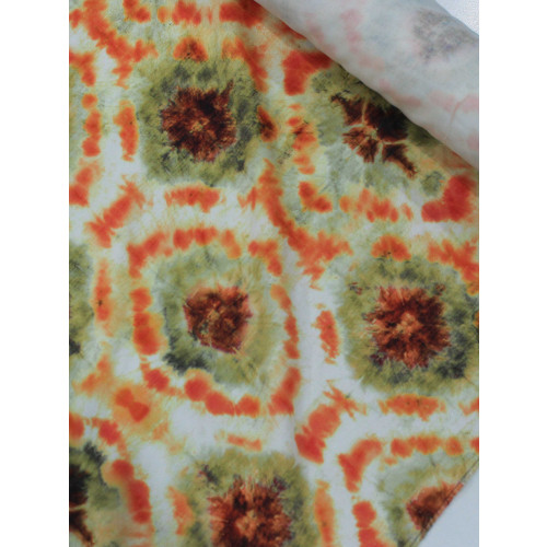 Tecido Cambraia Italiano Tie Dye Verde e Laranja