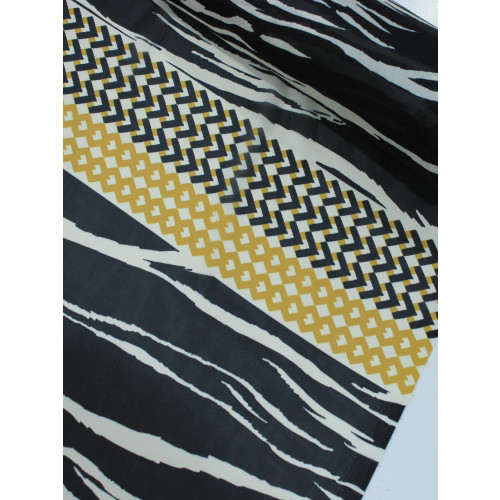 Tecido Crepe Chiffon Italiano Barrado Preto, Bege e Amarelo