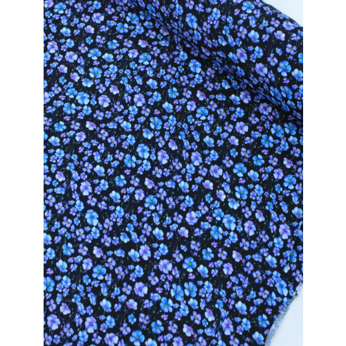 Tecido Crepe Italiano Micro Floral Azul 