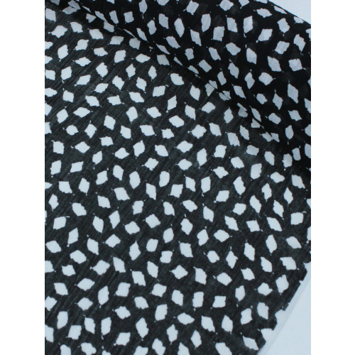 Tecido Crepe Chiffon Italiano Pingos Preto e Branco
