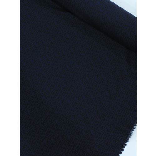 Tecido Viscose Italiano Simbolos Azul Marinho e Preto